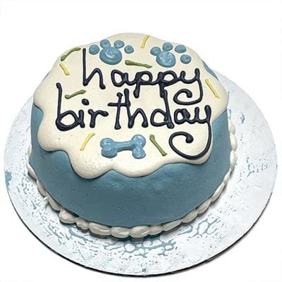 Blue Sprinkles Dog Cake