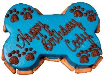 Blue with Carob Dog Bone Birthday Cake
