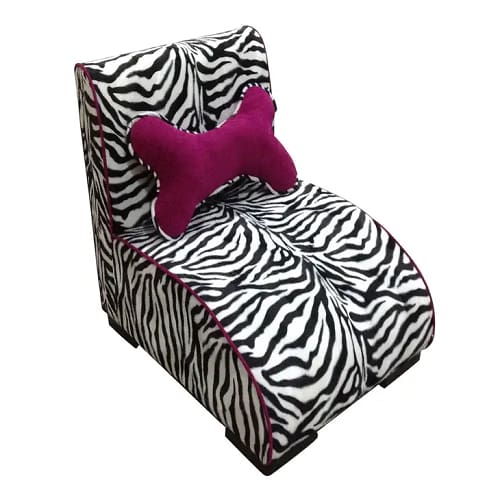 Dog Chaise with Pillow - Zebra