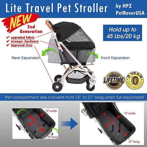 HPZ Lite Travel Pet Stroller - Black