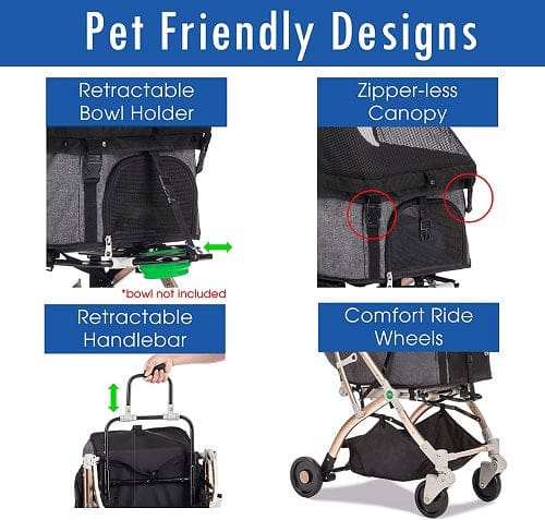 HPZ Lite Travel Pet Stroller - Black