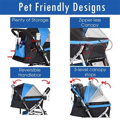 HPZ Premium Pet Stroller - Sky Blue
