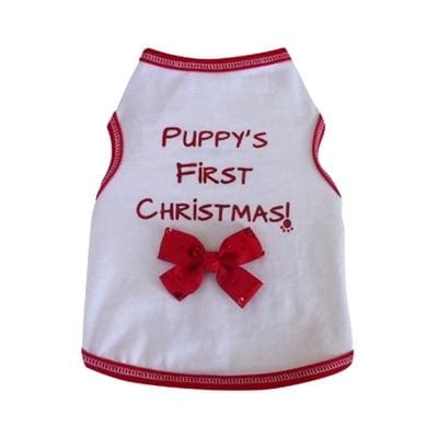 Puppy’s First Christmas Dog Shirt - Red Bow