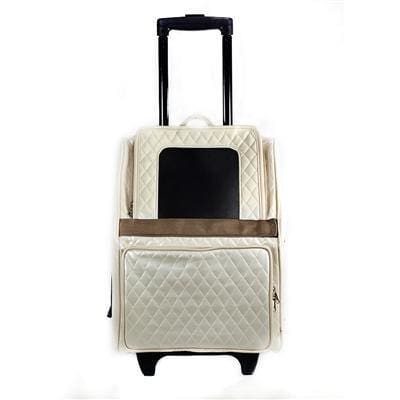 Quilted Luxe Rio Bag Dog Carrier On Wheels - Ivory
