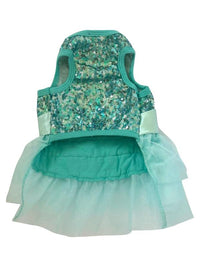 Thumbnail for Sequin Fufu Tutu Dog Dress - Seafoam
