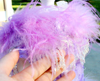 Thumbnail for Luxury Lavender Feather Dog Wedding Gown with Crystal Details