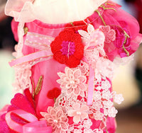 Thumbnail for Handmade Rosy Bloom Princess Couture Dog Dress