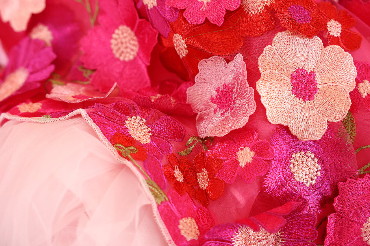 Handmade Rosy Bloom Princess Couture Dog Dress