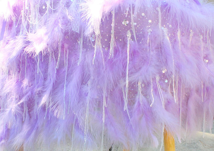 Luxury Lavender Feather Dog Wedding Gown with Crystal Details