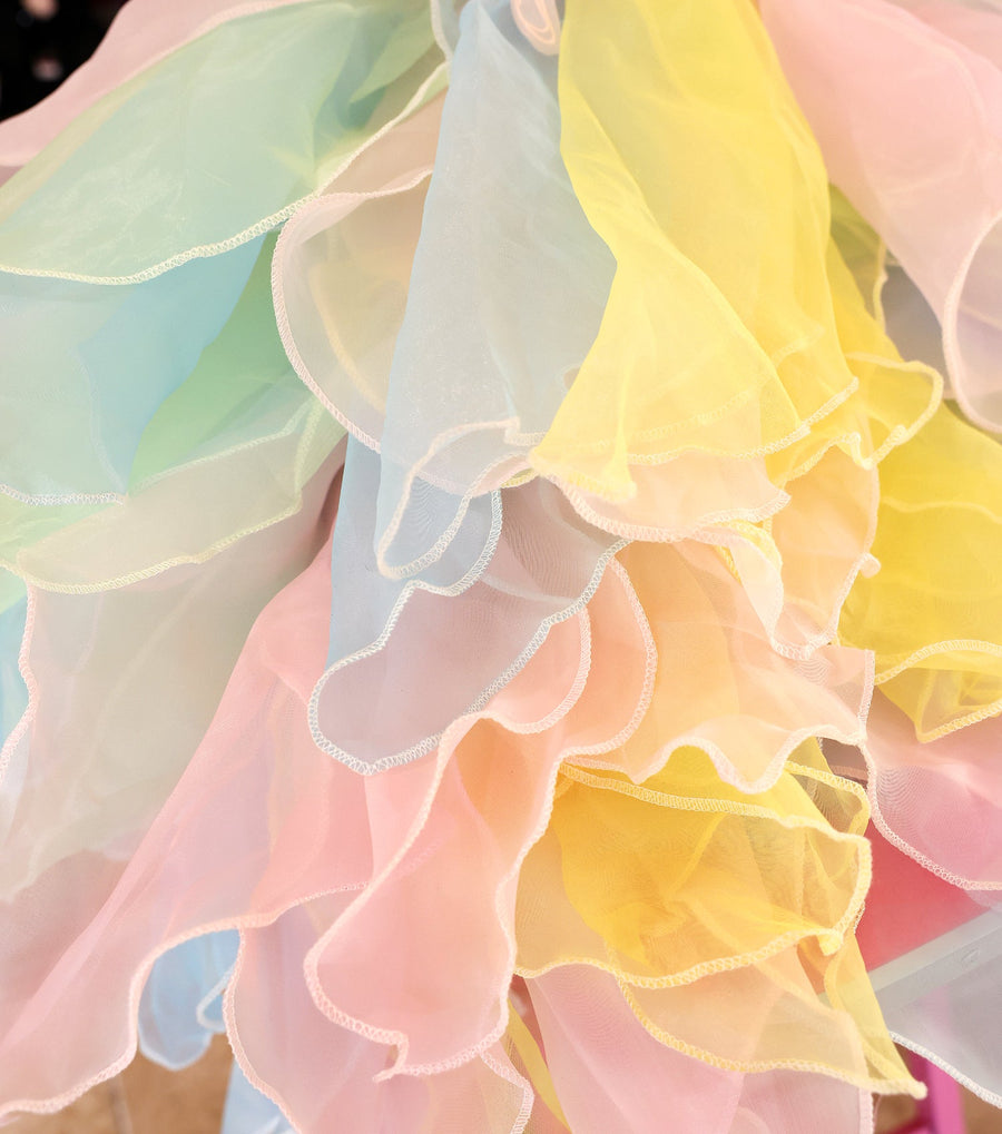 Handmade Pastel Butterfly Fairy Princess Dog Dress – Rainbow Layered