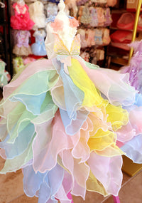 Thumbnail for Handmade Pastel Butterfly Fairy Princess Dog Dress – Rainbow Layered