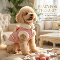 Thumbnail for Pink Tweed Pearl Dog Coat Vest with Faux Fur Trim