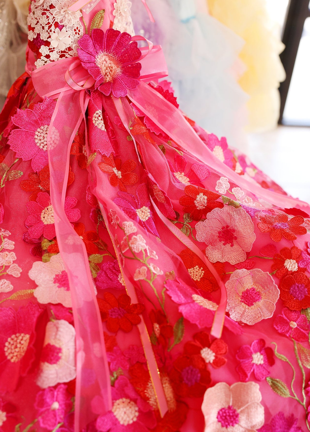 Handmade Rosy Bloom Princess Couture Dog Dress