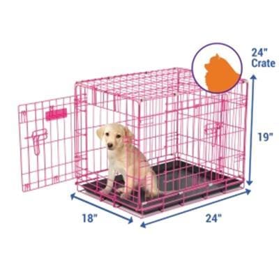 2 - Door Wire Puppy Crate - Pink