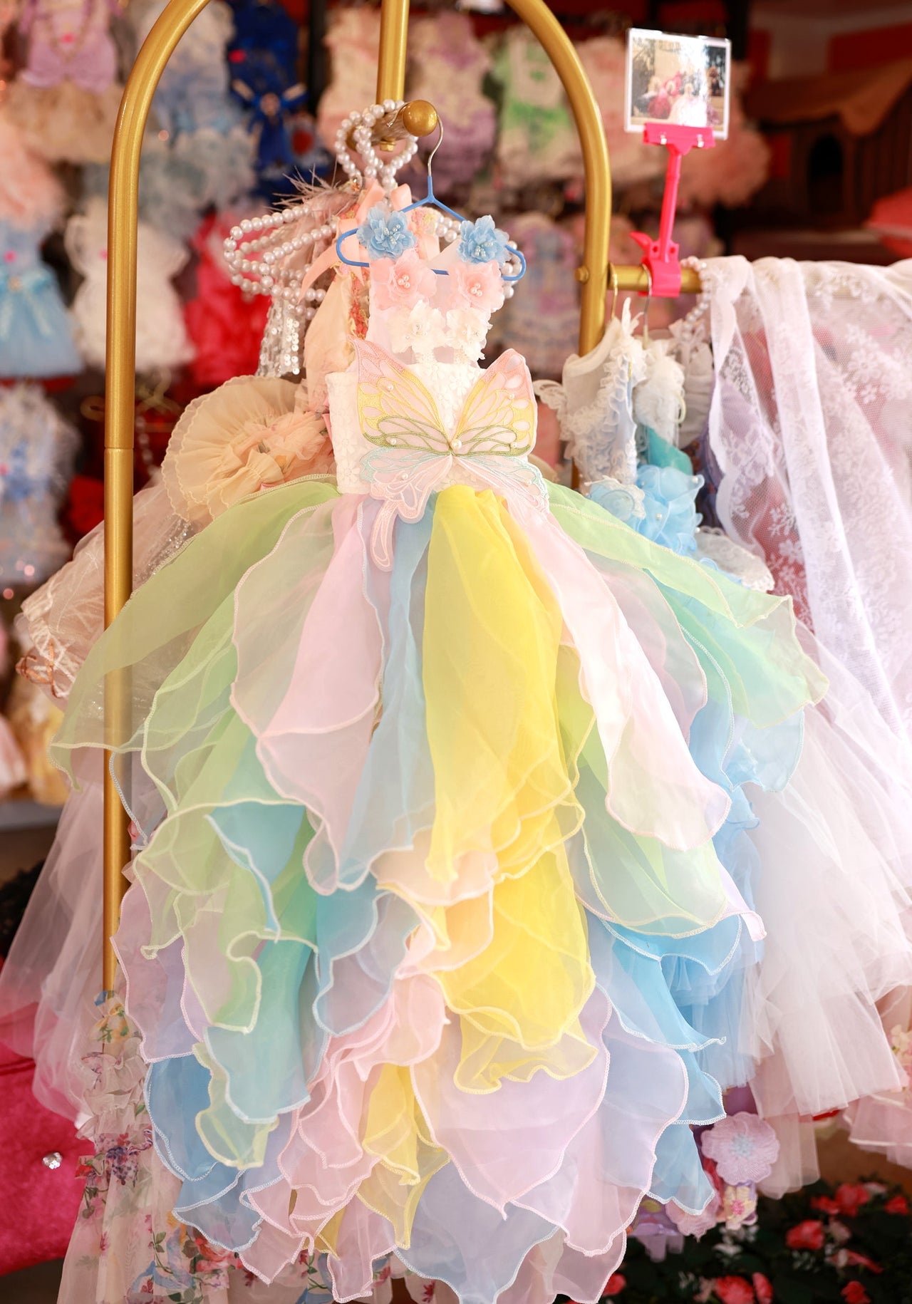 Handmade Pastel Butterfly Fairy Princess Dog Dress – Rainbow Layered