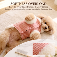 Thumbnail for Pink Tweed Pearl Dog Coat Vest with Faux Fur Trim