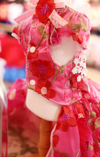 Thumbnail for Handmade Rosy Bloom Princess Couture Dog Dress