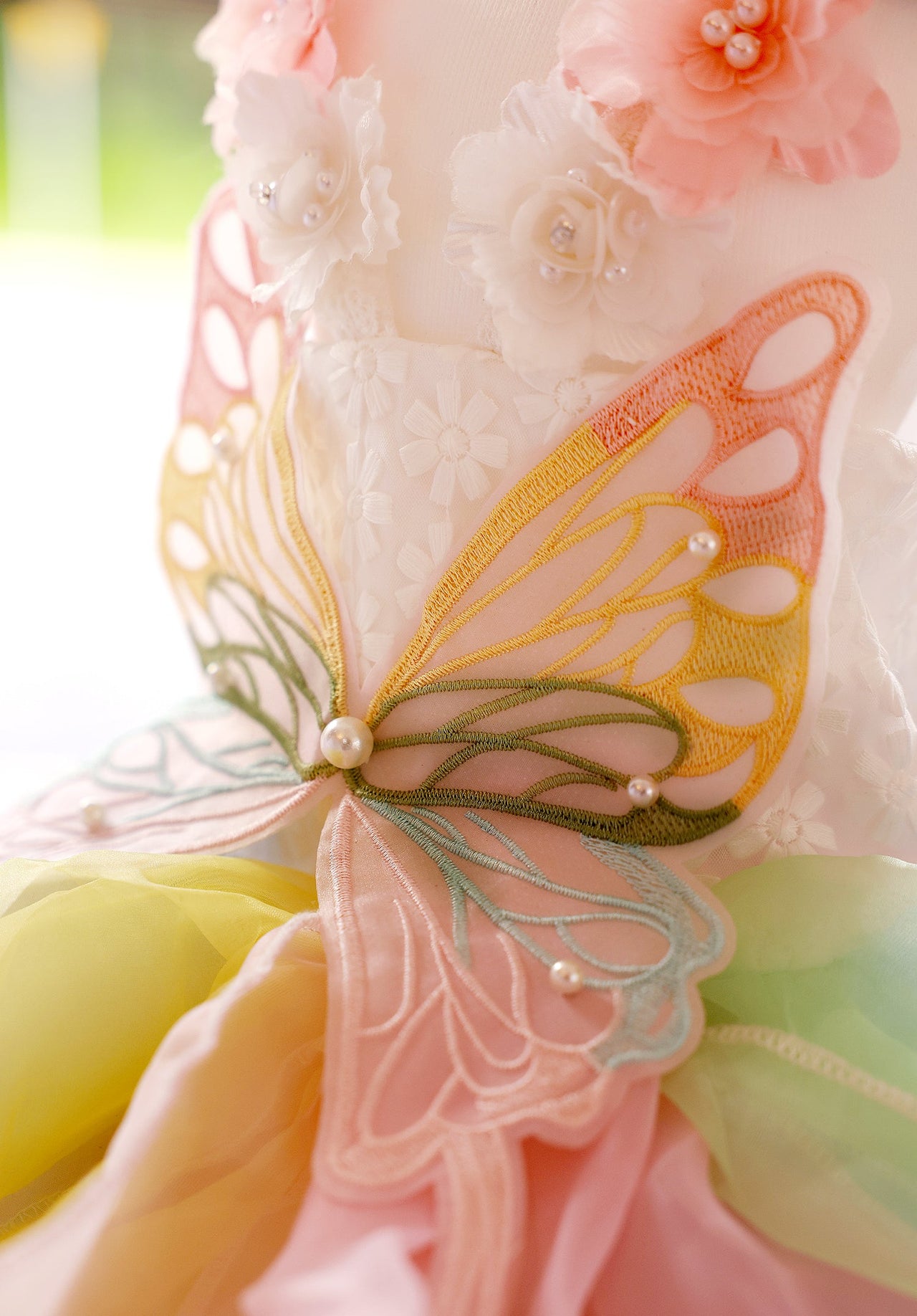 Handmade Pastel Butterfly Fairy Princess Dog Dress – Rainbow Layered