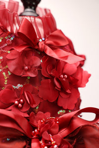 Thumbnail for Luxury Burgundy Floral Dog Wedding Dress