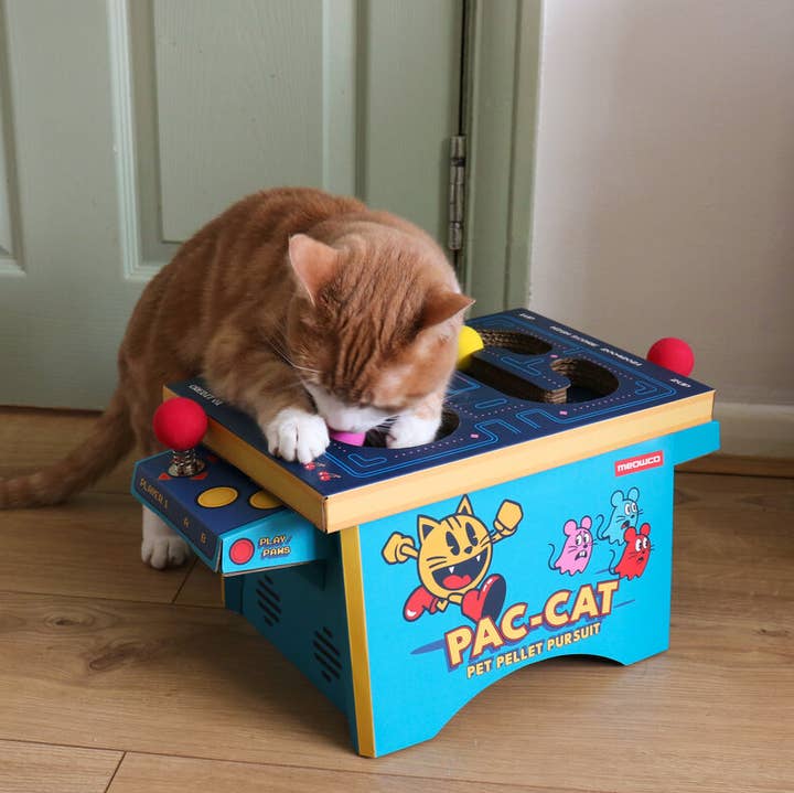 Cat Toy Arcade - Cardboard Pacman Inspired Arcade Machine