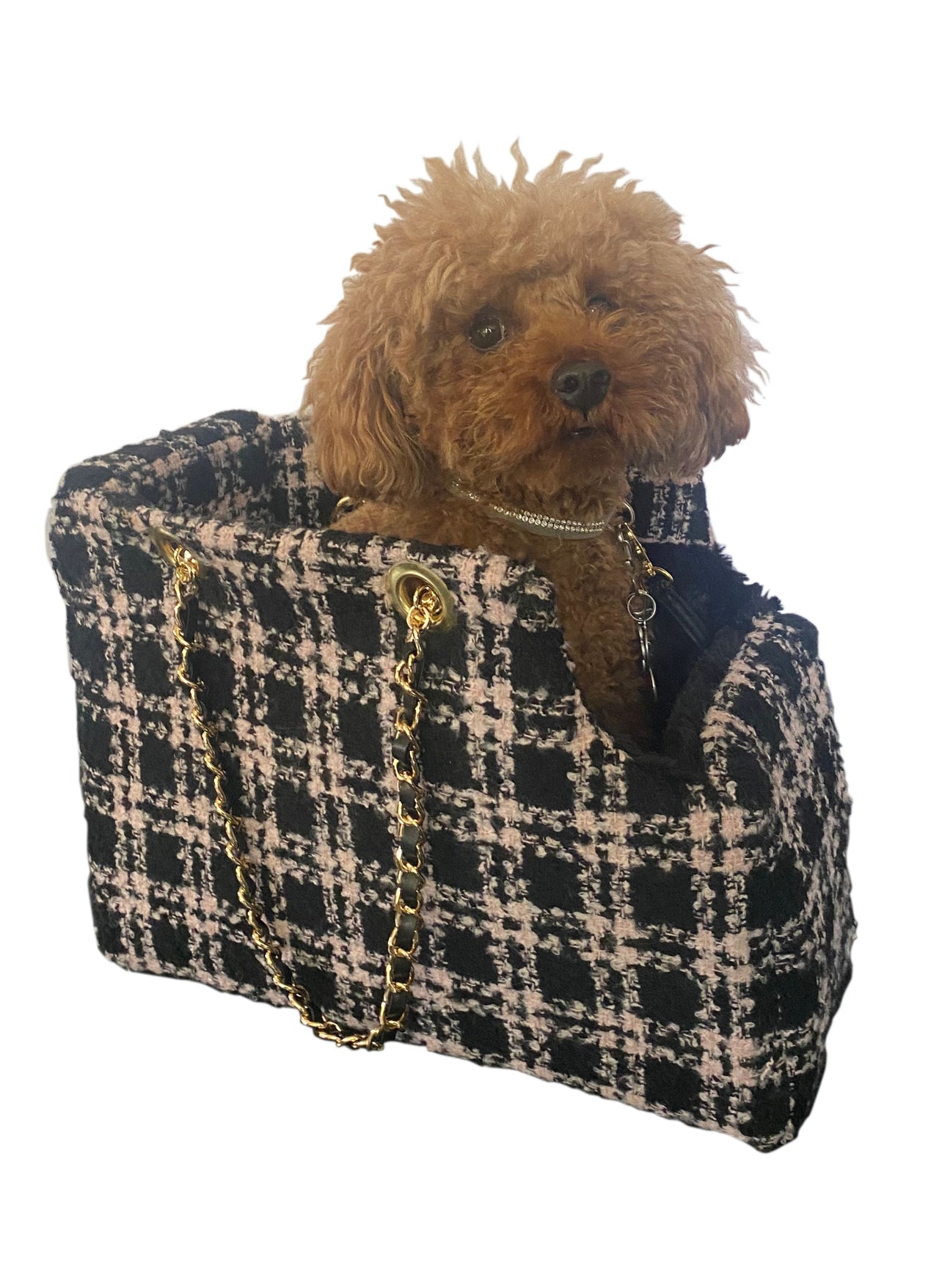 Kate Quilted Carrier, Pink and Black Plaid