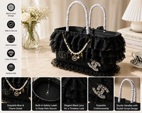 Thumbnail for Black Lace Pet Carrier Basket