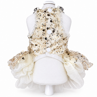Thumbnail for Gold Sequin Dog Dress with Pearl Detail