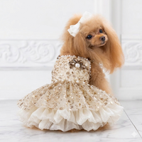 Thumbnail for Gold Sequin Dog Dress with Pearl Detail