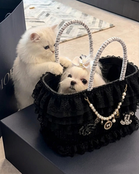 Thumbnail for Black Lace Pet Carrier Basket