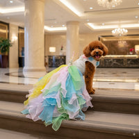 Thumbnail for Handmade Pastel Butterfly Fairy Princess Dog Dress – Rainbow Layered