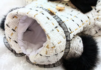 Thumbnail for Luxury Tweed Dog Dress with Fur Trim