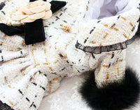 Thumbnail for Luxury Tweed Dog Dress with Fur Trim