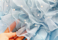 Thumbnail for Handmade Sky Butterfly Princess Dog Dress – Luxury Blue Ruffle