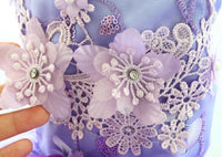 Thumbnail for Luxury Purple Princess Dog Dress Floral Lace Tulle