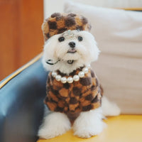 Thumbnail for Pet Faux Fur Coat Checkered Plush Outfit with Hat