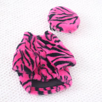 Thumbnail for Pet Faux Fur Coat Plush Outfit with Hat Zebra Print