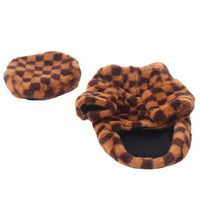 Thumbnail for Pet Faux Fur Coat Checkered Plush Outfit with Hat