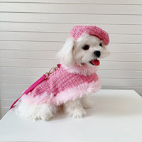 Thumbnail for Pink Tweed Dog Cape, Hat and Leash Set
