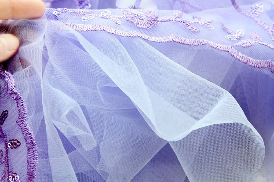 Luxury Purple Princess Dog Dress Floral Lace Tulle