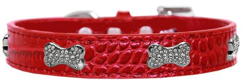 Faux Croc Red Crystal Bone Collar