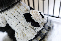 Thumbnail for Luxury Tweed Dog Dress with Fur Trim