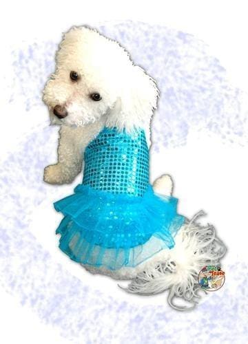 Aqua Sequin Party Dog Dress