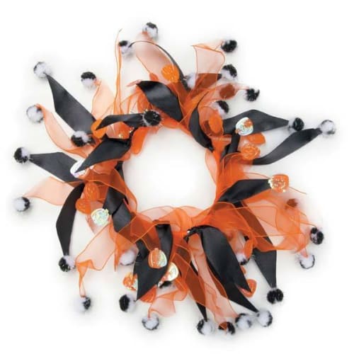 Aria Halloween Scrunchy-Pumpkin & Pompoms Party Dog Collar