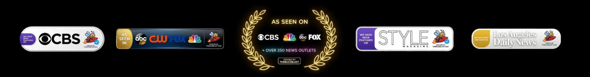 Logos of various media companies including CBS, CNN, and Style on a black background.