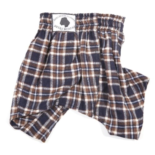 Belly Boxers Dog Briefs - Blue Brown Flannel