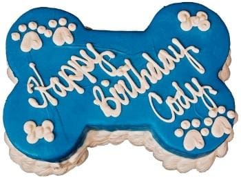 Blue with White Dog Bone Birthday Cake