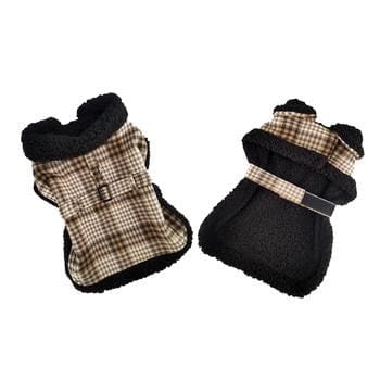 Brown Plaid Fleece Lined Dog Coat