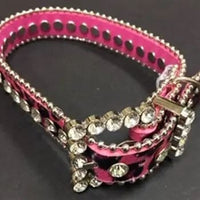 Thumbnail for Couture Clear Crystal Dog Collar - Fuchsia Leopard