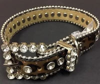 Thumbnail for Couture Clear Crystal Dog Collar - Tan Leopard
