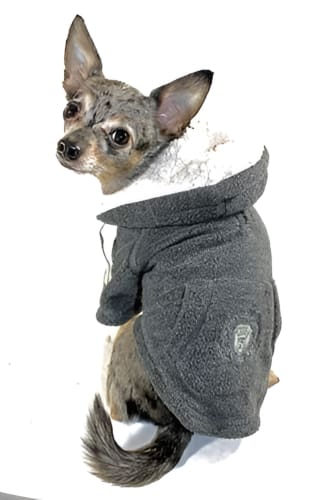 Crest Fleece Dog Hoodie - Grey